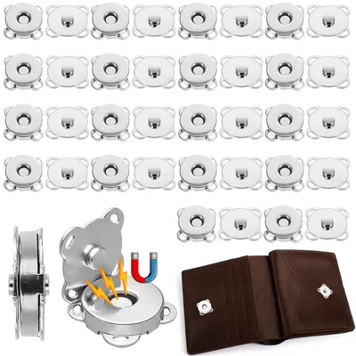 Druckknöpfe zum Annähen, 15 mm, 20 Stück, silber, Magnetverschluss