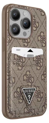 A close-up side view of a smartphone case with a card holder.