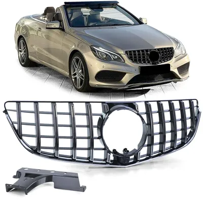 Sport Kühlergrill Schwarz Glanz Chrom passt für Mercedes E A207 C207 2013-2017 – Produktansicht