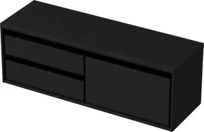 Produktbild von Sanox Waschtischunterschrank Loft BxHxT 140,2 x 48 x 45 cm Frontfarbe schwarz matt mit Waschtischplatte 2 Auszüge links