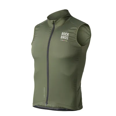 Immagine prodotto di ROCKBROS Road to Sky gilet ciclismo uomo antivento leggero gilet ciclismo protezione solare corsa gilet senza maniche umidità verde militare XXL