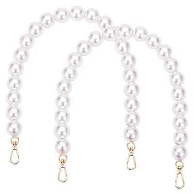 Perlen-Taschenkette 40 cm, 2 Stück, weiß, für Handtaschen