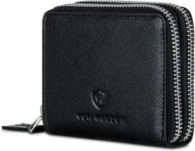 Produktbild von Echtleder Geldbörse RFID Schutz Damen & Herren Portemonnaie mit Münzfach Kartenfächern Reißverschluss Nappaleder Wallet elegante Geschenkbox