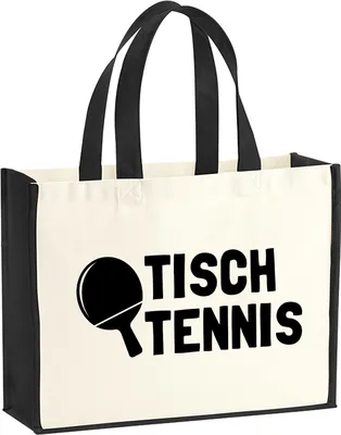 Produktbild von Huuraa Jutetasche Tischtennis Tischtennisschläger 21 Liter Black Jute und Baumwolle Einkaufstasche Geschenkidee