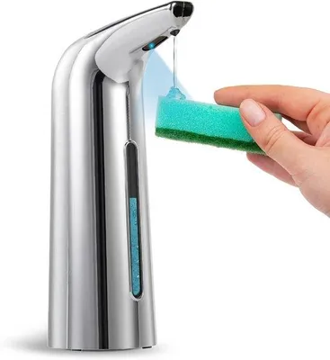 Obrázek produktu pro Automatický dávkovač mýdla o objemu 400 ml s infračerveným senzorem pro umyvadlo v koupelně, stříbrný