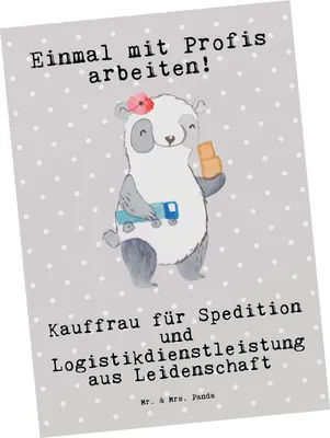 Produktbild von Mr. & Mrs. Panda Postkarte Kauffrau für Spedition und Logistikdienstleistung Leidenschaft - Grau Pastell - Geschenk, Witzig, Spruch, Ansichtskarten, bildkarte, Postkarten