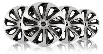 Produktbild von 14" Zoll Radkappen Schwarz Silber Radzierblenden Radblenden SPC1473SVBK SPARCO