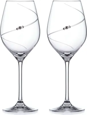 B.BOHEMIAN Weingläser SWAROVSKI Kristall Luxury Dekor set 2er 470ml, Rotweingläser COSMIC