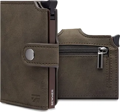 Produktbild von Shielded Slim Wallet mit Münzfach für Herren & Damen | Kartenetui & RFID-Schutz & Anti-Cloning | Geldbörse für Scheine, Münzen & 9 Kreditkarten