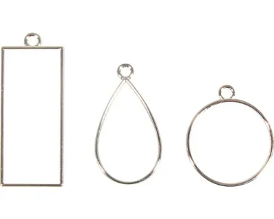 Produktbild von Schmuck-Metallfassung "Formenmix", 3er-Set Silber