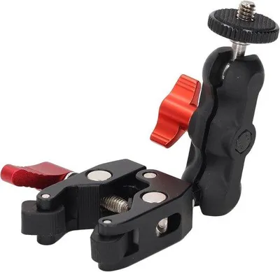 Produktbild von Super Clamp mit doppeltem Kugelkopf für Monitor, Microfon und Invullicht-Kamera