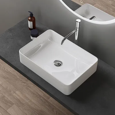 Immagine prodotto di doporro Lavabo Bagno Rettangolare Lavabo da Appoggio in Vetroceramica Lavandino con Bordo Sottile 50x35x11 cm Bianco Lucido Lavamani Lavello senza Foro Rubinetto per Guardaroba Bagno Brš¹ssel105