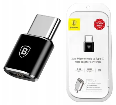 Zdjęcie produktu dla Baseus Adapter Przejściówka OTG z MicroUSB na USB TYPE-C 2.4A