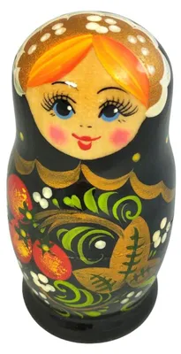 Matroschka 11 cm, 5 Holzpuppen, handbemalt, schwarz