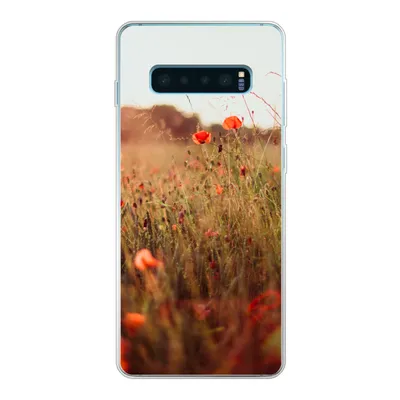 Produktbild von MuchoWow® Handyhülle Schutzhülle Hülle für Samsung Galaxy S10 Lite Sonnenuntergang - Blumen - Rot Silikon Softcase Handy Hülle - Schutz