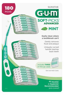 Produktbild von Sunstar GUM Soft Picks Advanced, Minze, 180 Zahnseidenstäbchen