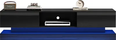 Produktbild von Hochglanz-TV-Schrank,TV board(160*35*40.5cm Schwarz)mit LED-Beleuchtung, 2 Schubladen, App-Steuerung, Anti-Kipp-Design,für 60-Zoll-Fernseher