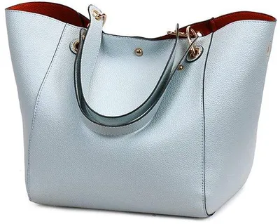 Produktbild von Große blaue Damen-Leder-Einkaufstasche