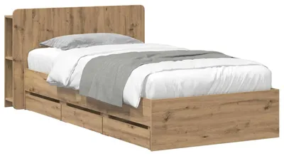 Obrázok produktu pre Rám postele vidaXL s úložným priestorom a čelom, Imitácia "artisan" (dubový Imitácia), 80 x 200 cm