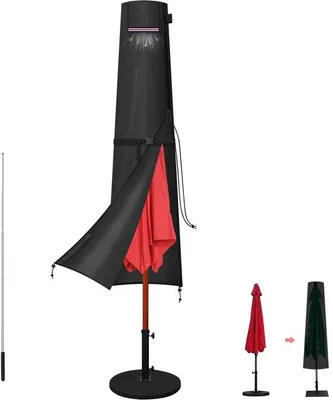 Image de Housse de protection pour parasol Unyqoos® en tissu Oxford 420D avec revêtementPolyuréthanerenforcé, imperméable et résistant aux UV – inclut une tige télescopique de 1,2 m et une fermeture éclair de 1,7 m