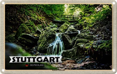 Image de vianmo Plaque en tôle 12x18 cm Stuttgart Heslach Wasserfälle
