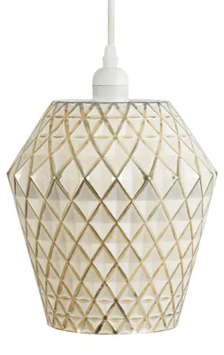 Image de Lampe à suspension Lumi en verre blanc et or