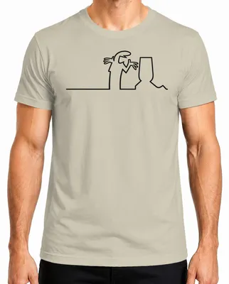 Imagen del producto de Camiseta para hombre con el diseño "La Línea", "Balum", "Linienmännchen", "Osvaldo Cavandoli", "Strichmännchen", color natural, talla L