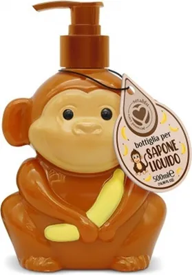 Produktbild von GKA süßer Kinder Seifenspender Affe Duschspender Spender für Flüssigseife 500 ml