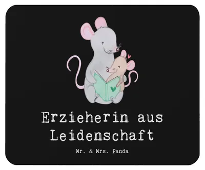 Produktbild von Mr. & Mrs. Panda Mouse Pad Erzieherin Leidenschaft - Schwarz - Geschenk, Witzig, computer mousepad, mousematte, Spruch, Lustig, pc mauspad, Ausbildung, Studium