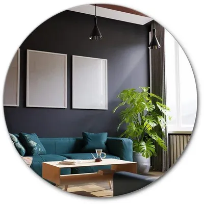 Produktbild von Famanu Wandspiegel Runde Form 80 cm - Ideal für Wohnzimmer, Schlafzimmer und Badezimmer