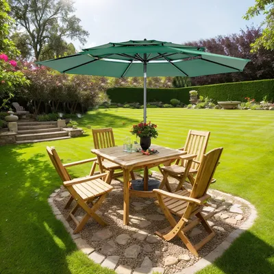 Image de Parasol LVHOM Ø 294 cm, protection solaire UPF 50+, parasol déporté, parasol de marché, vert olive