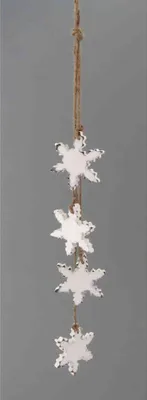 Produktbild von HOLZ-SCHNEEFLOCKEN-HÄNGER. Stern Hänger. Ca 58cm. WEISS