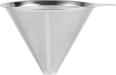 Produktbild von Kaffeefilter aus Edelstahl 304, doppellagig, feines Netz, papierlos, wiederverwendbar, zum Übergießen, Kaffeetropfer, Kegelsieb, Trichter, Kaffeemaschinen-Zubehör