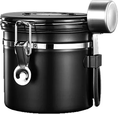 Produktbild von Kaffeedose für gemahlenen Kaffee mit Sichtfenster, Datumsanzeige, Messlöffel, luftdichter Aufbewahrungsbehälter aus Edelstahl 304 für Kaffeebohnen oder -pulver, Tee und Zucker