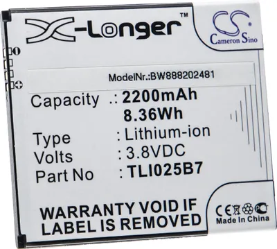 Produktbild von vhbw Akku Ersatz für Alcatel TLI025B7 für Handy Smartphone Telefon (2200 mAh, 3,8 V, Li-Ion)