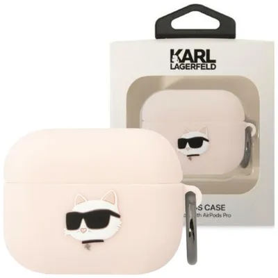 Produktbild von Karl Lagerfeld Klaprunchp Hülle Für Airpods Pro - Rosa Silikon Choupette Kopf 3D