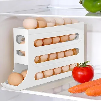 Produktbild von Famanu Eierhalter für Kühlschrank - 4 Ebenen - rotierender Eierdispenser - Organizer für 30 Eier