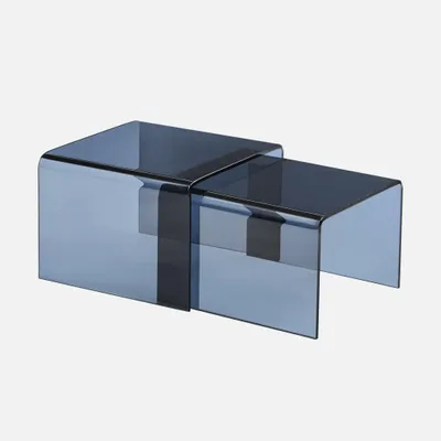 Produktbild von sweeek - Rechteckige und quadratische Satztische aus gehärtetem Glas - Graublau