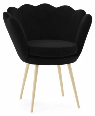 Produktbild von SHELL-Sessel mit Veloursbezug, kaschmirfarbene Beine, schwarz, für das Wohnzimmer oder den Schminktisch