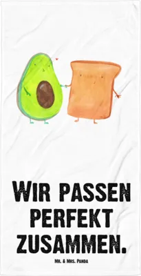 Produktbild von Mr. & Mrs. Panda Reisehandtuch Avocado Toast - Weiß - Geschenk, Hochzeit, Handtuch, Badehandtuch, Strandtuch, Großes, Toastbrot, Strandlaken, Badelaken, Liebe
