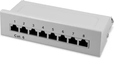 Produktbild von kwmobile 8 Port Patchpanel Cat6 Verteiler - Verteilerfeld Patchfeld Cat 6 Kabel mit Erdungskabel - inkl. Schrauben Dübel für Wandmontage - Grau