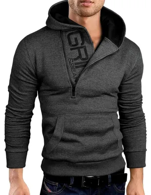 Productafbeelding van Hoodie - Slim fit - Half zip - Geborduurd sweatshirt - Maat en kleur volgens de variant