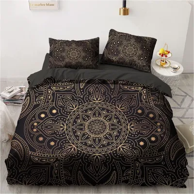 Zdjęcie produktu dla Komplet pościeli w stylu boho, 135 x 200 cm, z motywem mandali