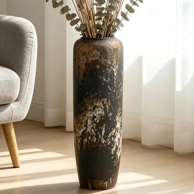 Keramik Bodenvasen, 60 cm, Boho-Stil, für Pampasgras