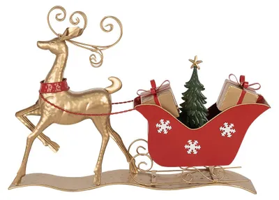 Immagine prodotto di Clayre & Eef Decorazione natalizia Slitta 70x12x49 cm Marrone Rosso Metallo