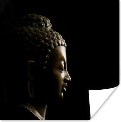 Produktbild von MuchoWow® Poster Buddha - Gesicht - Schwarz 30x30 cm - Wandposter - Printing
