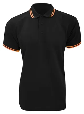 Obrázok produktu pre Pánske polo tričko Kustom Kit Tipped s krátkym rukávom FK444 (S) (čierne/oranžové)