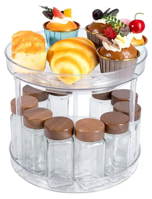 Produktbild von Drehteller Organizer 360° Lazy Susan Gewürzregal drehbar für Küchenaufbewahrung (2 Ebenen)