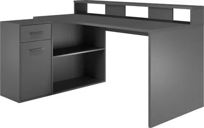 Zdjęcie produktu dla GamerBüro biurko gracz 1 drzwi, 1 szuflada, 2 otwarte półki anthrazit mat.