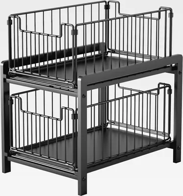 Produktbild von Coulissan Korb für Küche, ausziehbare Schublade, Regale für Schrank, Küche, Badezimmer, Korb, für Küche, Speisekammer, 26 x 37 x 38,5 cm (schwarz)